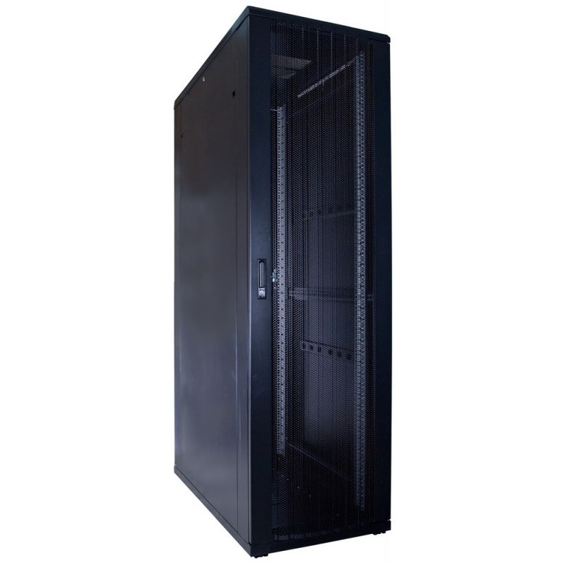42 HE Schrank in schwarz - perfo. Tür, Abm.: 600 x 1200 x 2000
