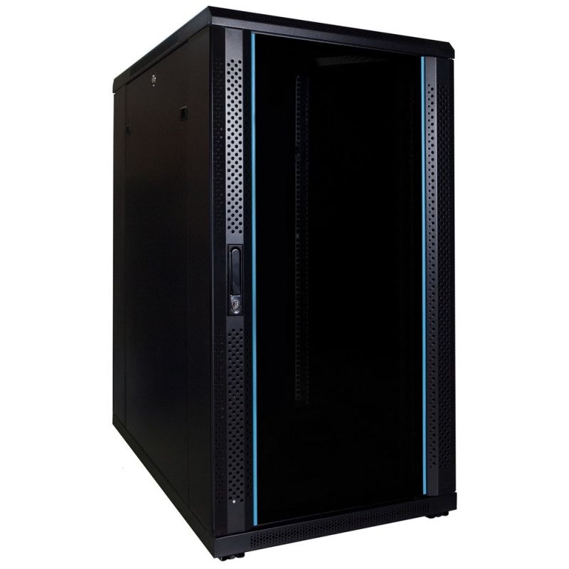22 HE Schrank in schwarz - Glastüre, Abm.: 600 x 800 x 1200