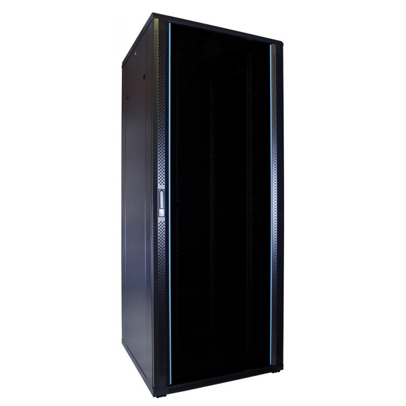 42 HE Schrank in schwarz - Glastüre, Abm.: 800 x 800 x 2000
