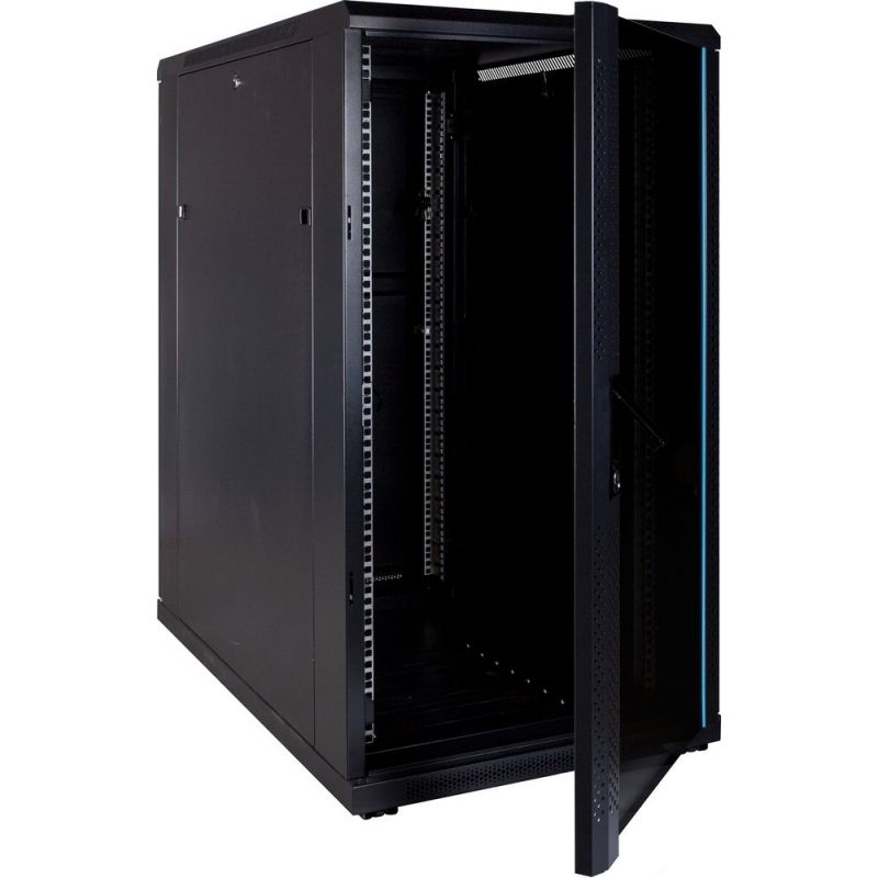 22 HE Schrank in schwarz - Glastüre, Abm.: 600 x 1000 x 1200