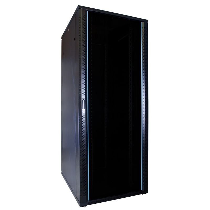 47 HE Schrank in schwarz - Glastüre, Abm.: 600 x 1000 x 2200